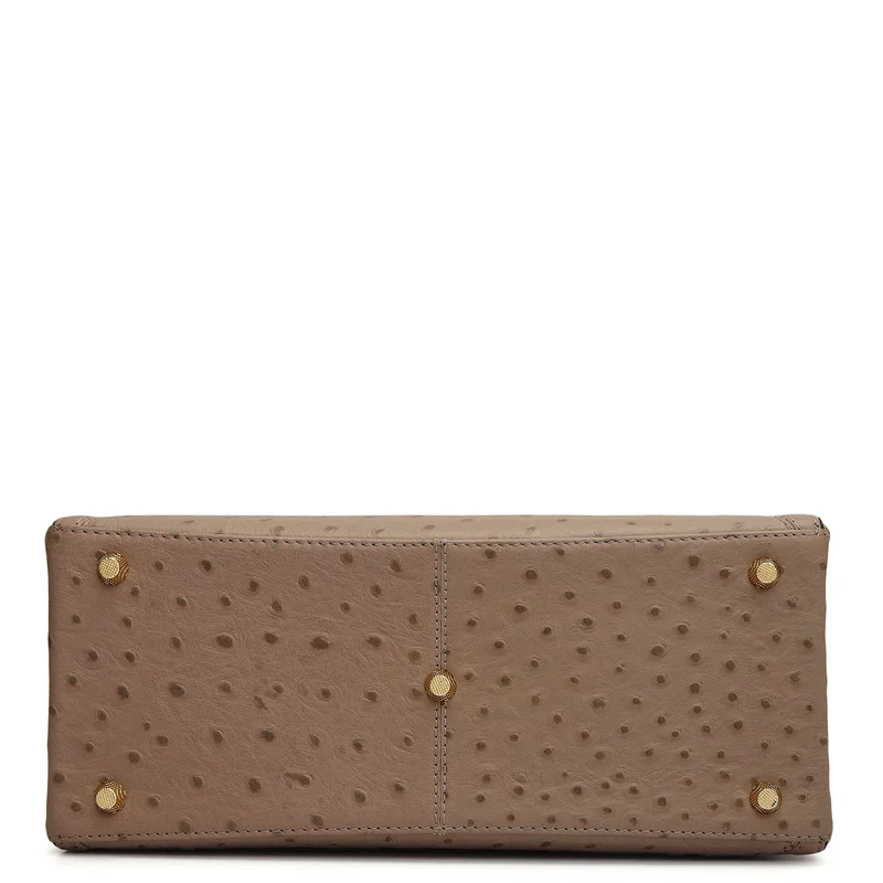 Da Milano Slate Medium Ostrich Leather Book Tote - Slate for Women | Best Price UAE